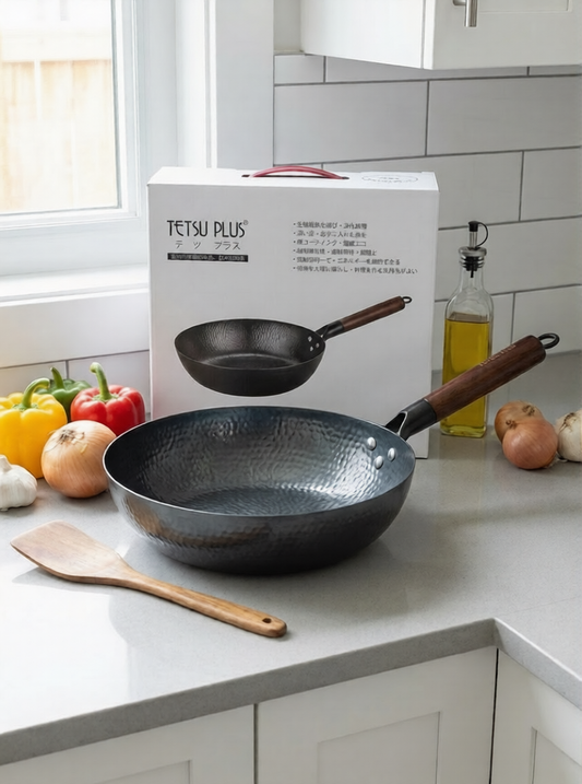 Poêle Wok en Acier Martelé 28cm – Antiadhésive Haute Qualité | TETSU PLUS