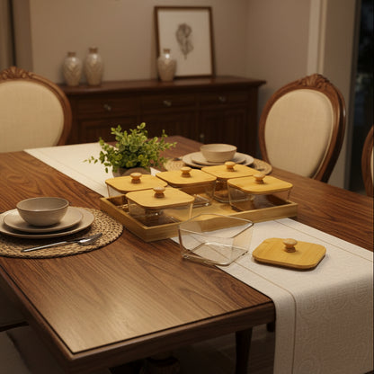 Inttox-🍯 Ensemble de Bocaux en Verre avec Couvercles et Plateau en Bambou