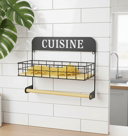 Inttox-🍽️ Étagère Murale “CUISINE” avec Porte-Rouleau