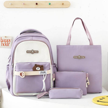 Inttox-🎒💜 Set Scolaire 4 Pièces – Sac à Dos & Accessoires