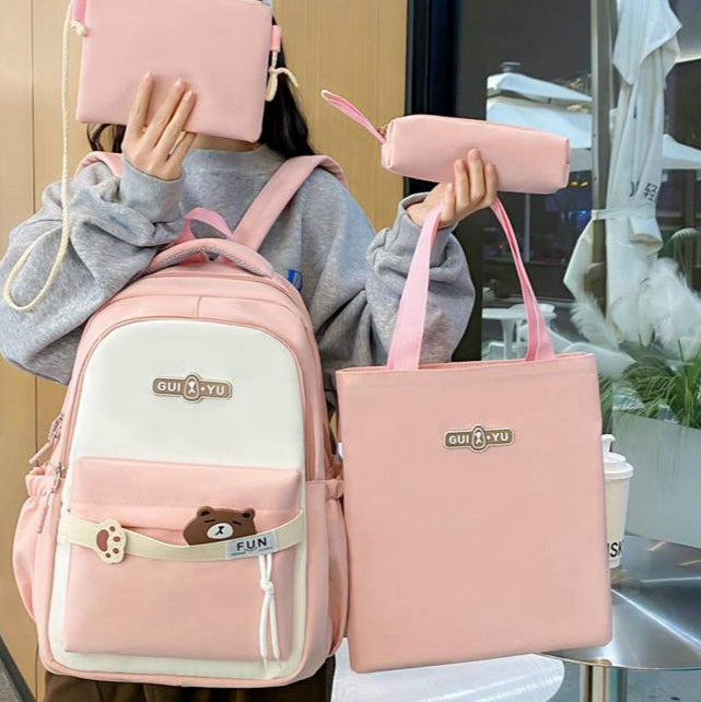 Inttox-🎒💜 Set Scolaire 4 Pièces – Sac à Dos & Accessoires
