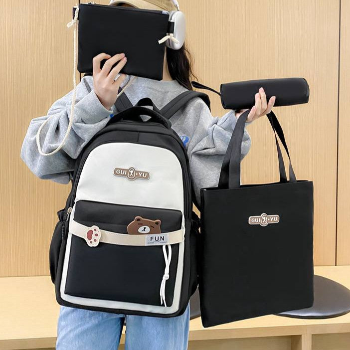 Inttox-🎒💜 Set Scolaire 4 Pièces – Sac à Dos & Accessoires