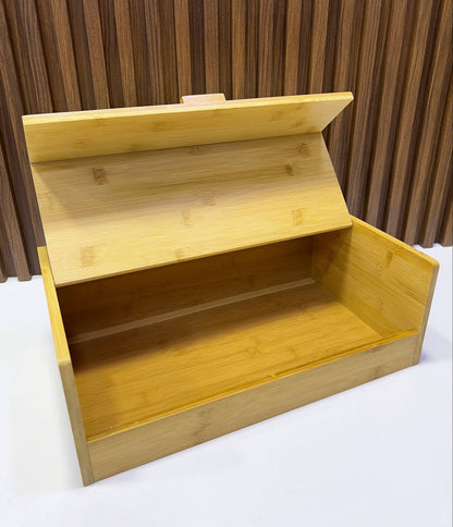 Inttox-🍞📦 Boîte à Pain en Bambou Naturel avec Couvercle Basculant – Design Épuré 🌿