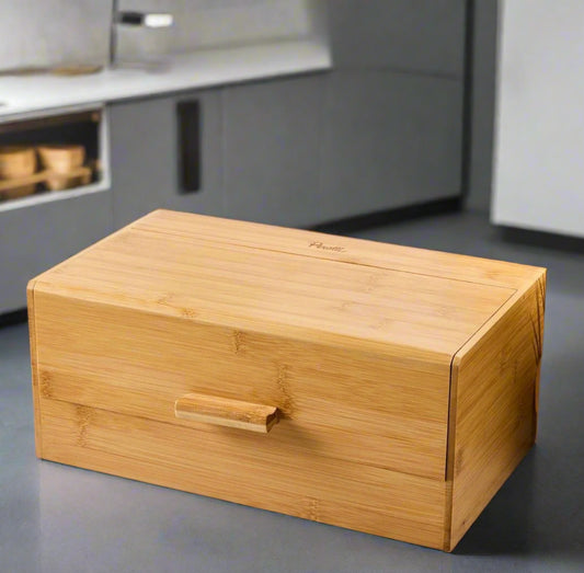Inttox-🍞📦 Boîte à Pain en Bambou Naturel avec Couvercle Basculant – Design Épuré 🌿