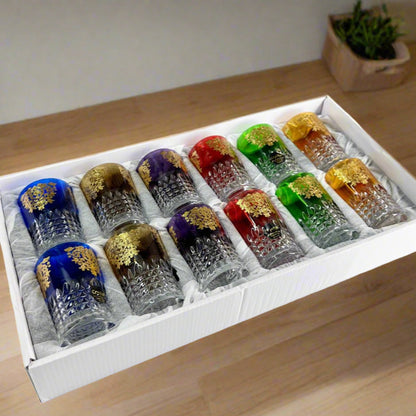Inttox-🫖✨ Coffret de 12 Verres à Thé Marocains Colorés – Édition Prestige 🌈💎