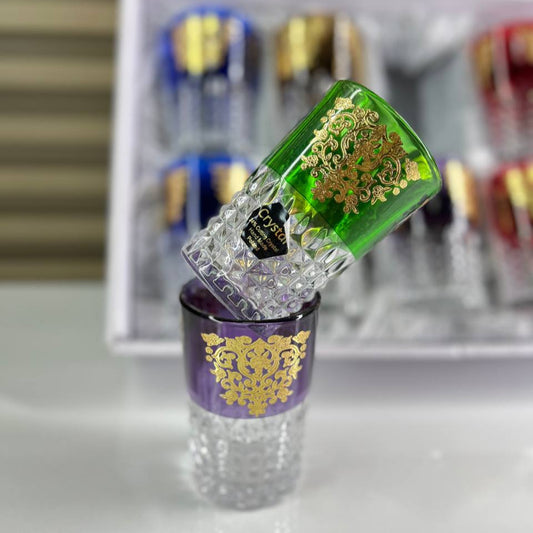 Inttox-🫖✨ Coffret de 12 Verres à Thé Marocains Colorés – Édition Prestige 🌈💎