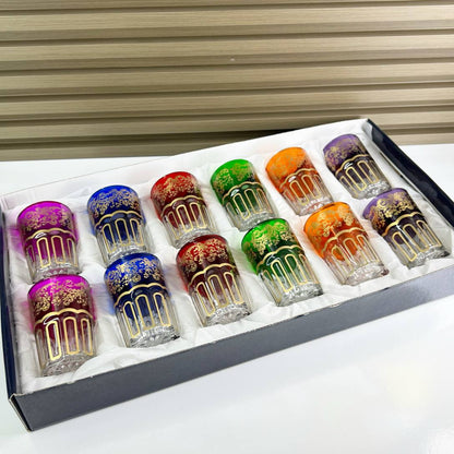 Inttox-🫖✨ Coffret de 12 Verres à Thé Marocains Colorés – Édition Prestige 🌈💎