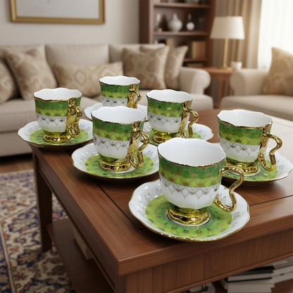 Inttox- Ensemble de 6 tasses et soucoupes – Service à café Inttox