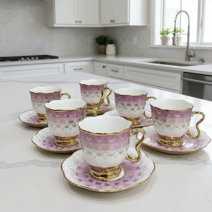 Inttox- Ensemble de 6 tasses et soucoupes – Service à café Inttox