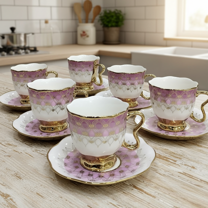 Inttox- Ensemble de 6 tasses et soucoupes – Service à café Inttox