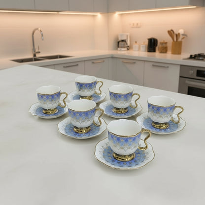 Inttox- Ensemble de 6 tasses et soucoupes – Service à café Inttox