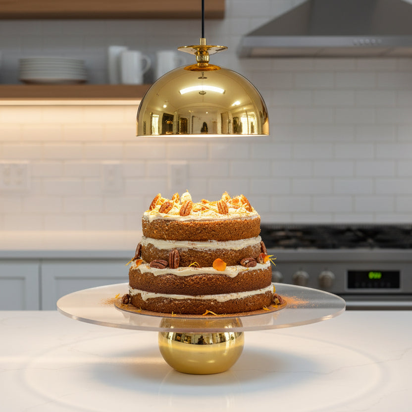 Inttox-Présentoir à dessert 🍰 en verre transparent et base dorée ✨