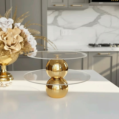 Inttox-Présentoir à dessert 🍰 en verre transparent et base dorée ✨