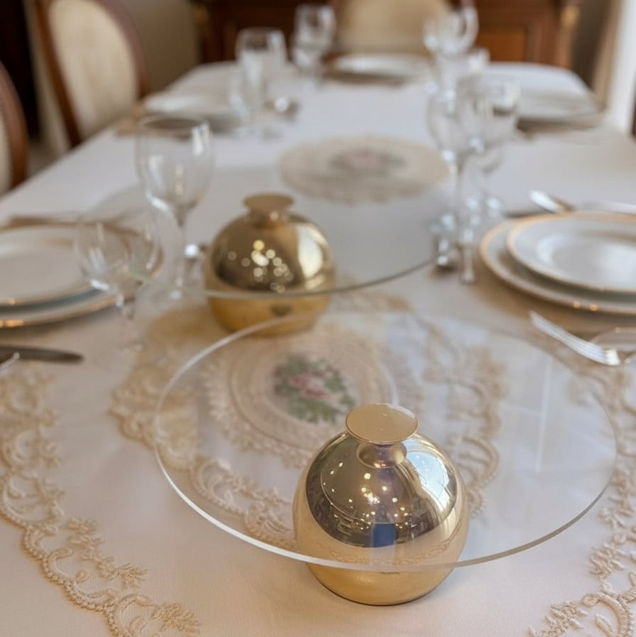 Inttox-Présentoir à dessert 🍰 en verre transparent et base dorée ✨