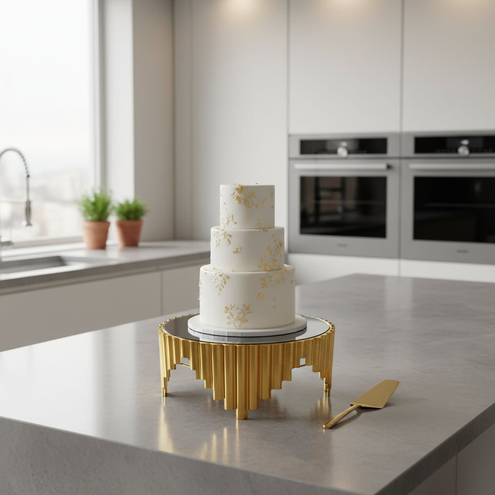 Inttox-Set de 3 Présentoirs Miroir Dorés – Design Luxe