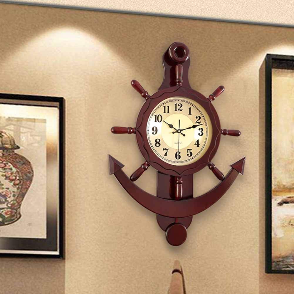 Inttox-🕰️ Horloge Murale Gouvernail Nautique ⚓ – Style Marin & Créatif