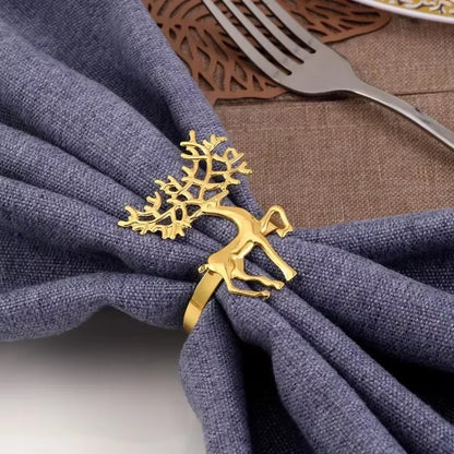Inttox-🍽️🔔 Anneau de Serviette en Forme d'Arbre avec Cloche - 6piece 🌿✨