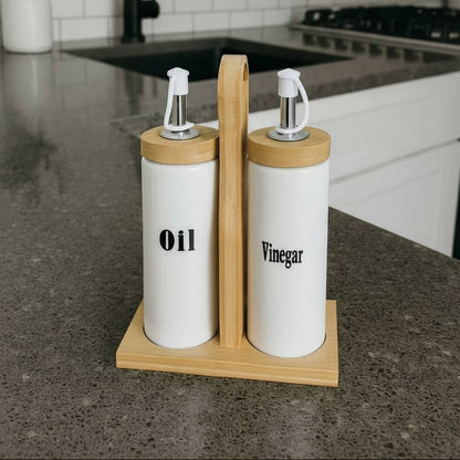Inttox-Set huilier & vinaigrier – Bambou & Céramique