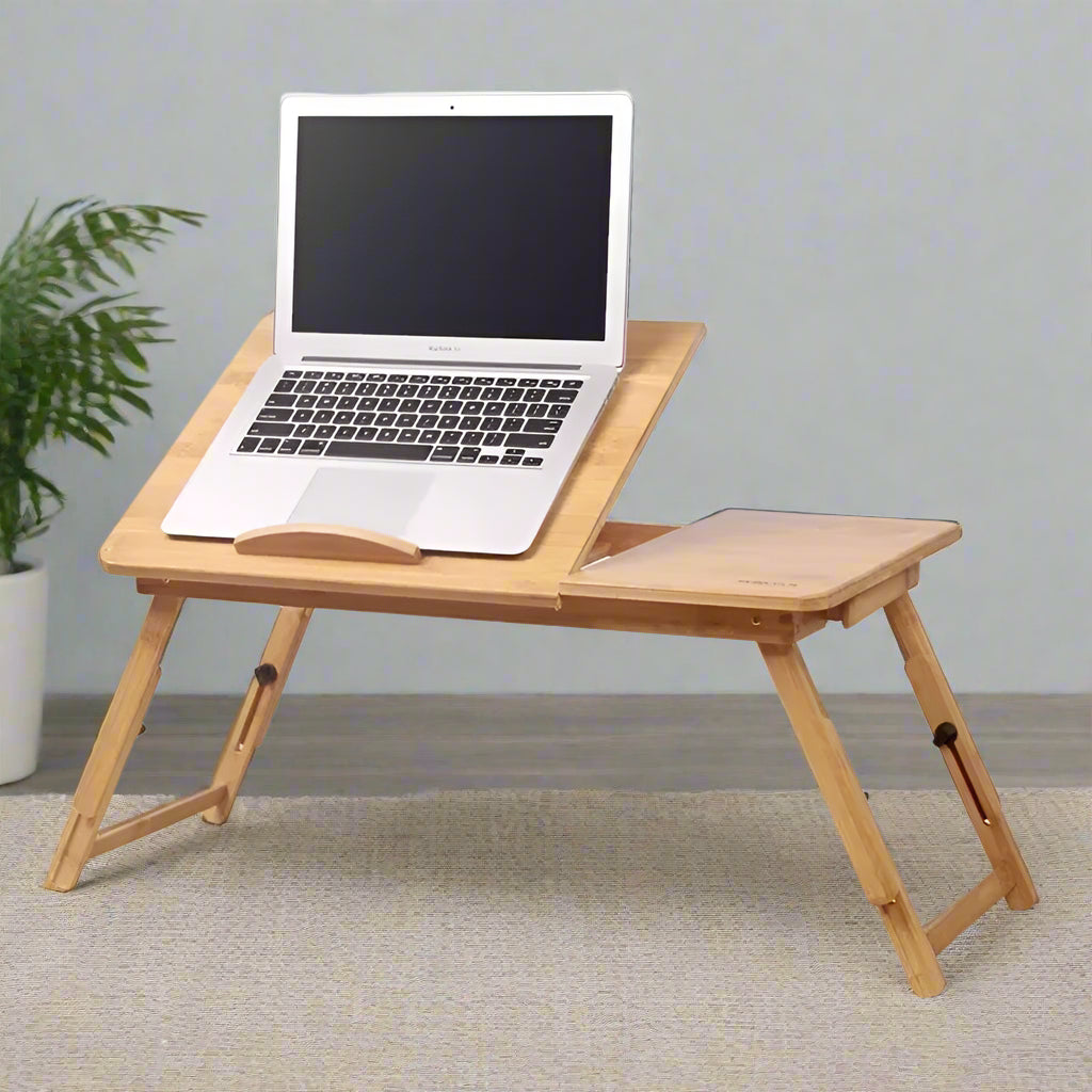 Inttox-💻🌿 Bureau Pliable en Bambou Portable 🛏️📚