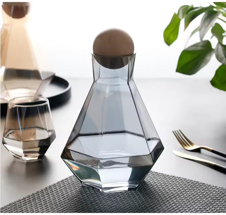 Inttox-💎 Ensemble de Verres et Carafe en Cristal Diamant  🌟