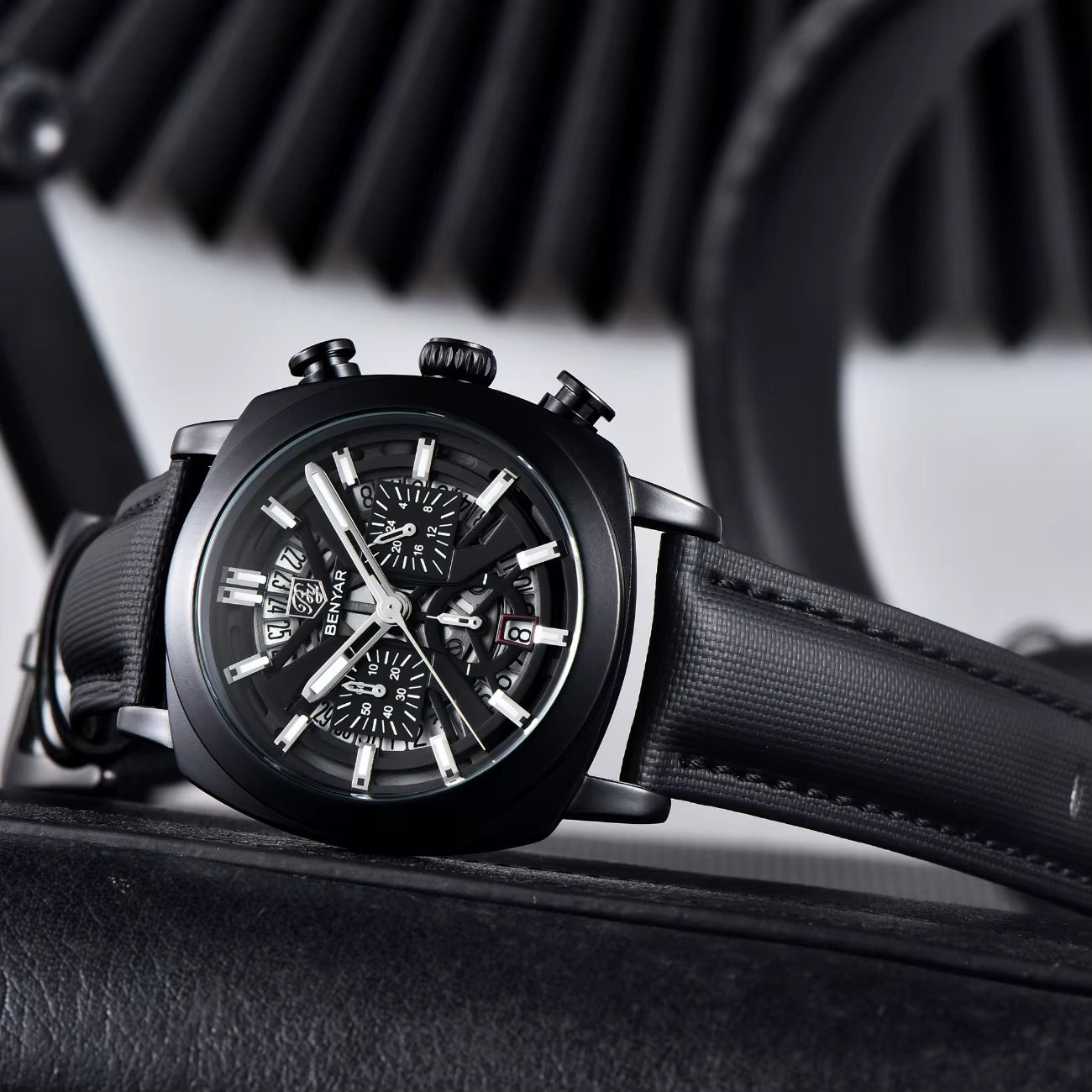 ⌚ BENYAR – Montre à Quartz Étanche pour Homme 💧 | Chronographe Décontracté 🕒 | Cadran Lumineux 🌙 | Mode & Sport 👔 | 50M | 43mm