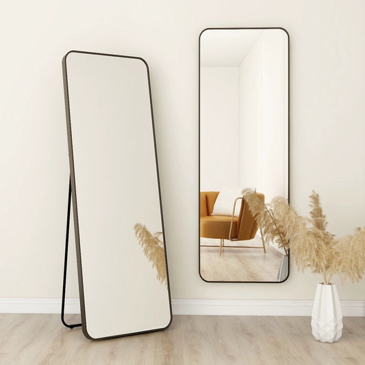 Inttox-💖 Miroir de Sol Plein Pied – Design Coin Arrondi ✨
