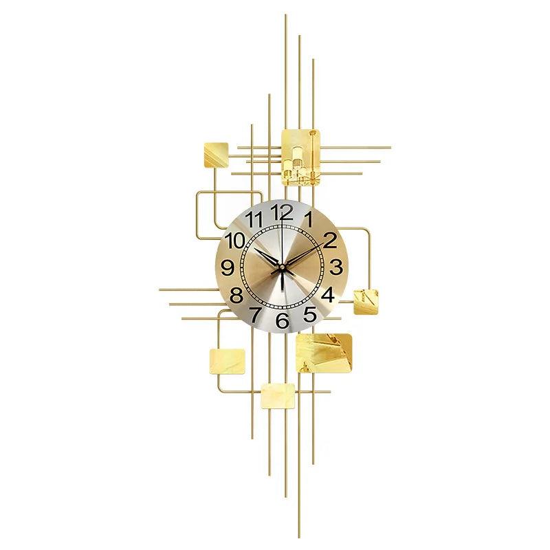 Inttox-Horloge murale d'art de mode en métal – Silencieuse et décorative, style américain luxueux