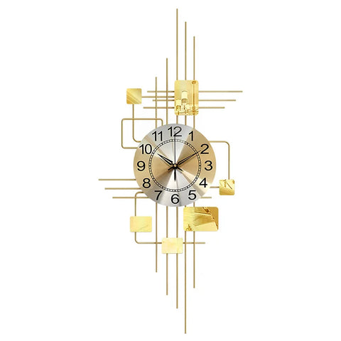 Inttox-Horloge murale d'art de mode en métal – Silencieuse et décorative, style américain luxueux