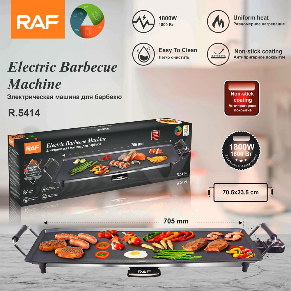 Inttox-Barbecue Électrique RAF – Portable, Antiadhésif, Sans Fumée