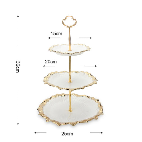 Inttox-Assiette à décor de fleurs en relief, plateau à gâteaux à plusieurs niveaux pour mariage