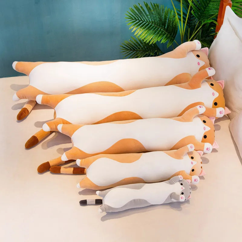Inttox-Oreiller Long Chat en Peluche 🛏️