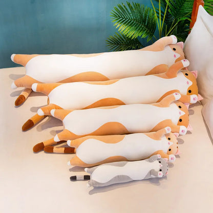 Inttox-Oreiller Long Chat en Peluche 🛏️