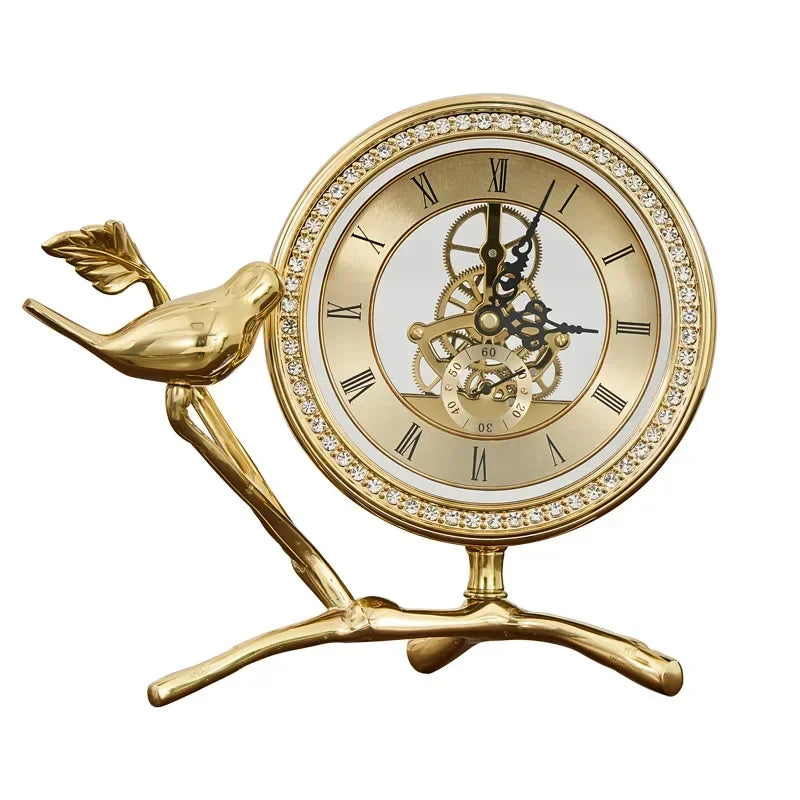 Inttox-Réveil en Cuivre Pur – Horloge de Bureau Élégante Style Américain pour la Maison ou le Bureau