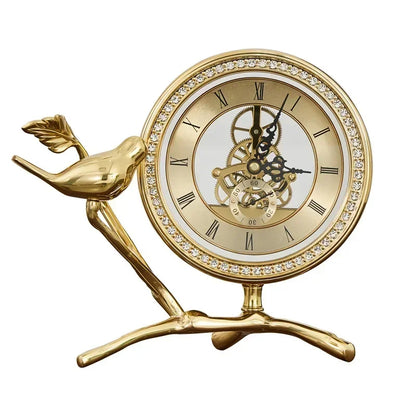 Inttox-Réveil en Cuivre Pur – Horloge de Bureau Élégante Style Américain pour la Maison ou le Bureau
