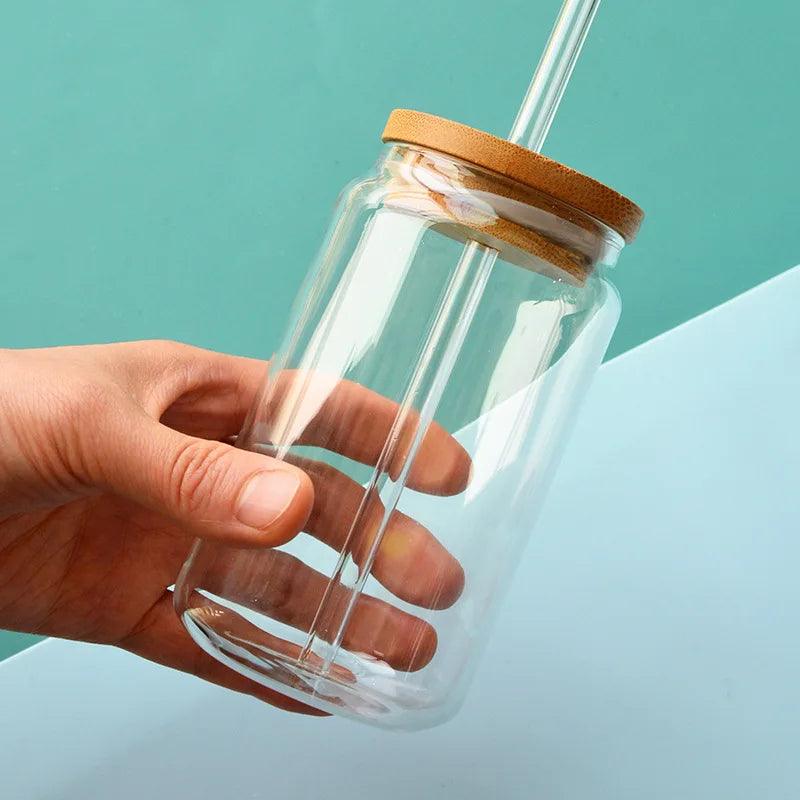 Inttox-Tasse en Verre Transparent avec Couvercle et Paille - Inttox