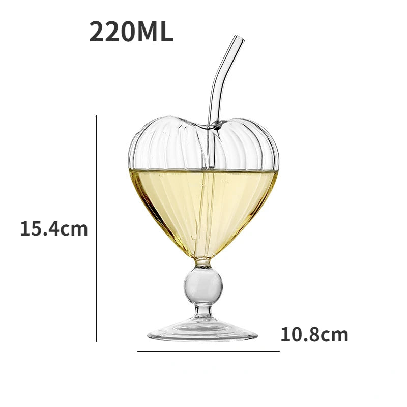 Inttox-💖 Tasse Créative en Forme de Cœur avec Paille – Verre à Cocktail Haut pour Boissons, Jus & Mélanges🍹