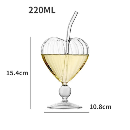 Inttox-💖 Tasse Créative en Forme de Cœur avec Paille – Verre à Cocktail Haut pour Boissons, Jus & Mélanges🍹