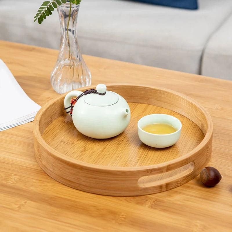 Inttox-Plateau de Service Rond en Bois - Inttox