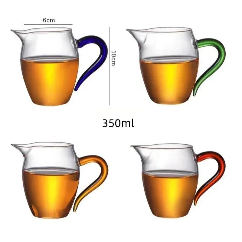 Inttox-Tasse à Thé en Verre Borosilicaté avec Poignée Colorée 350ml