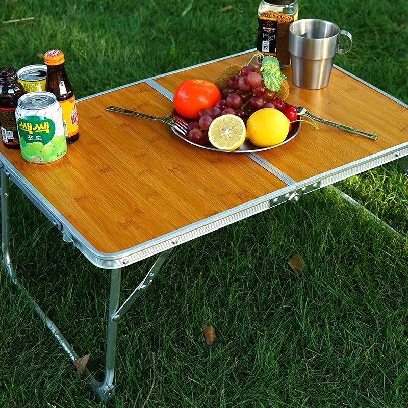 Inttox-🏕️ Table de Camping Pliable en Bambou