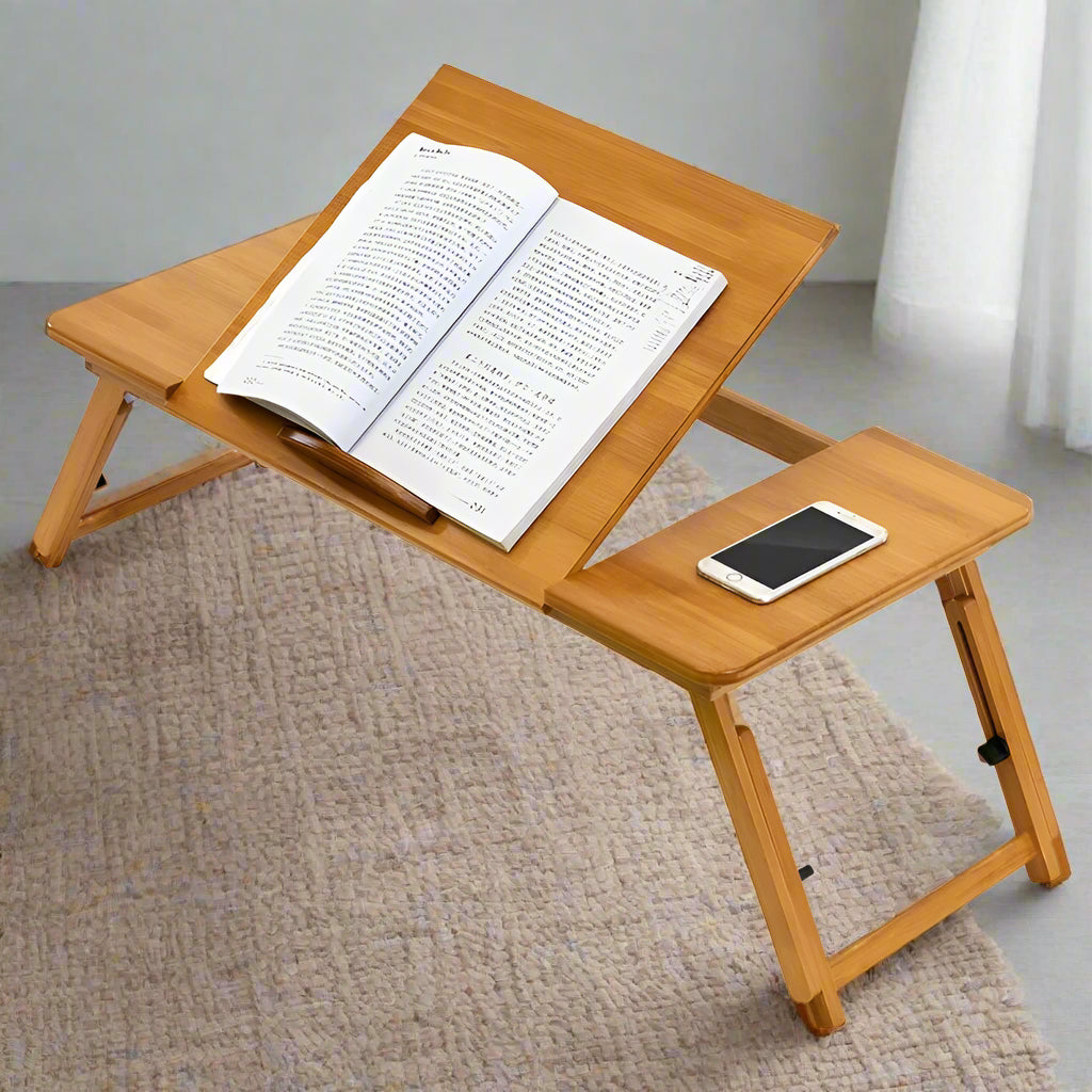 Inttox-💻🌿 Bureau Pliable en Bambou Portable 🛏️📚
