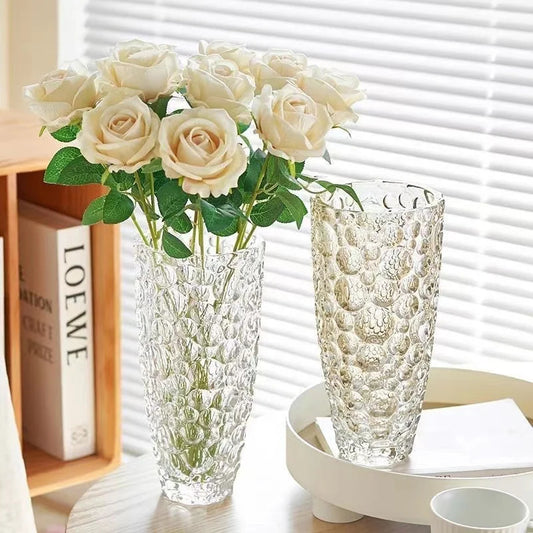 Inttox-Vase Décoratif Cylindrique en Verre Transparent – Élégance pour Maison et Mariage