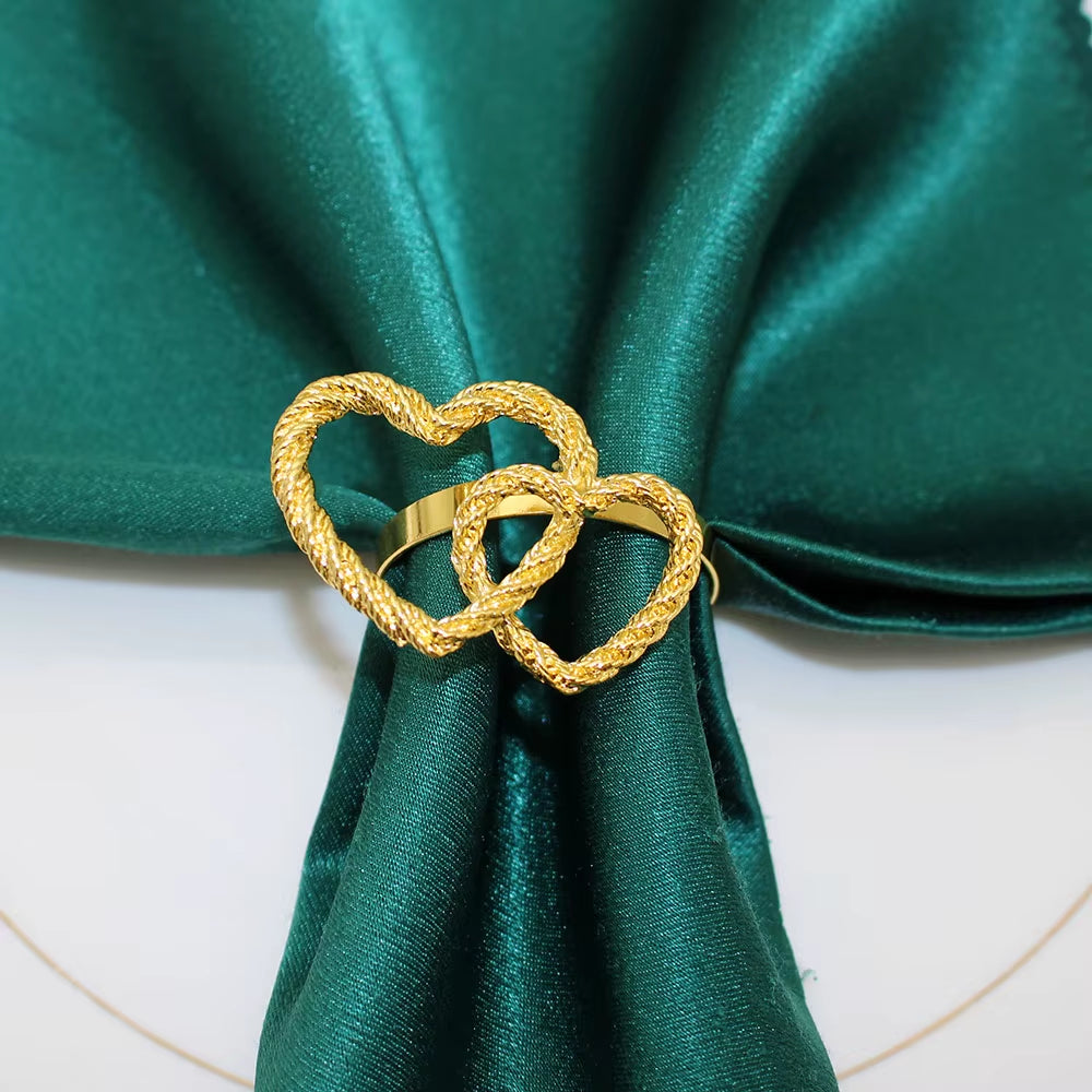 Inttox-💕 Ronds de Serviette Double Cœur – Élégance Romantique pour Décoration de Table 💍🍽️ (6 pièces)
