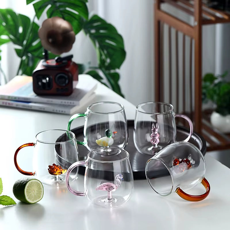 Inttox-🥤3  Verre Animal Mignon en Borosilicate – Cadeau Original et Tendance ! 🎁✨