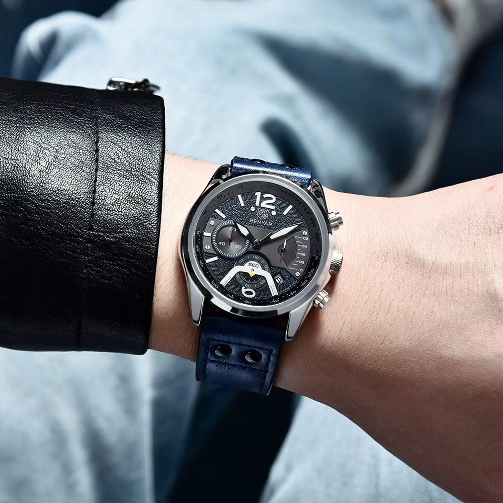 ⌚ BENYAR – Montre de Sport Multifonction pour Hommes ⌚ | Chronographe à Quartz ⏱️ | Étanche 💧 | Design Masculin 🔥 | Relogio Masculino
