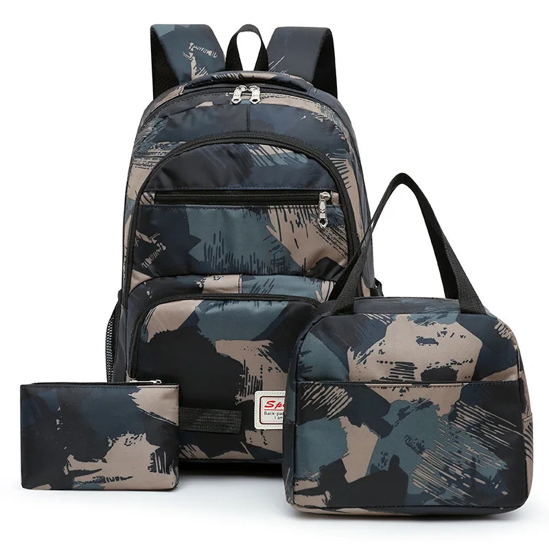 Inttox-🎒🍱✏️  Sac à dos, boîte à lunch étanche & trousse - 3 pièces