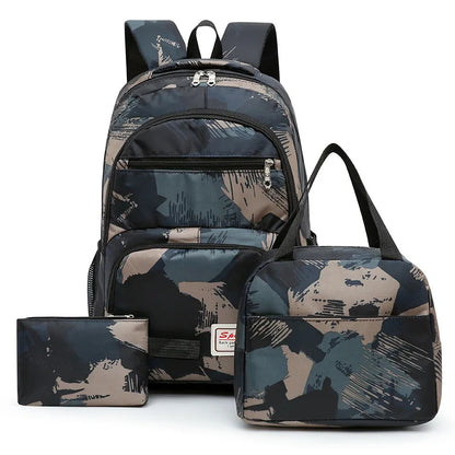 Inttox-🎒🍱✏️  Sac à dos, boîte à lunch étanche & trousse - 3 pièces