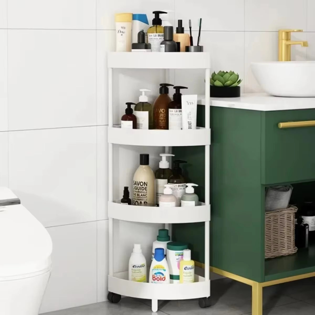 Inttox-Étagère d'Angle Mobile Multicouche pour Cuisine et Salle de Bain - Rangement Vertical du Plafond au Sol