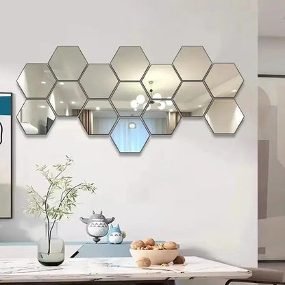 Inttox-Autocollant Mural Miroir 3D Hexagonal, Décoration Murale pour Salon et Chambre