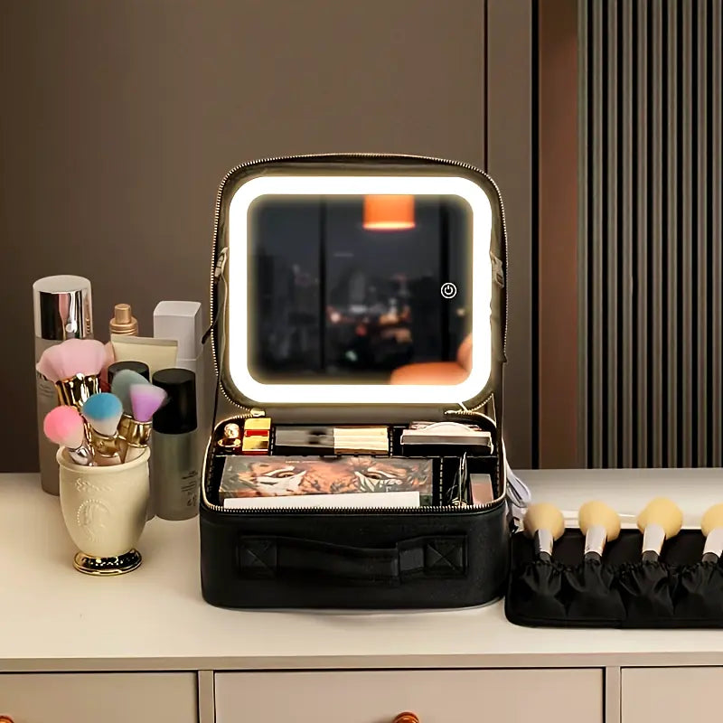 Inttox-💄 Sac de Maquillage avec Miroir Éclairé – Beauté & Praticité à Emporter 👜